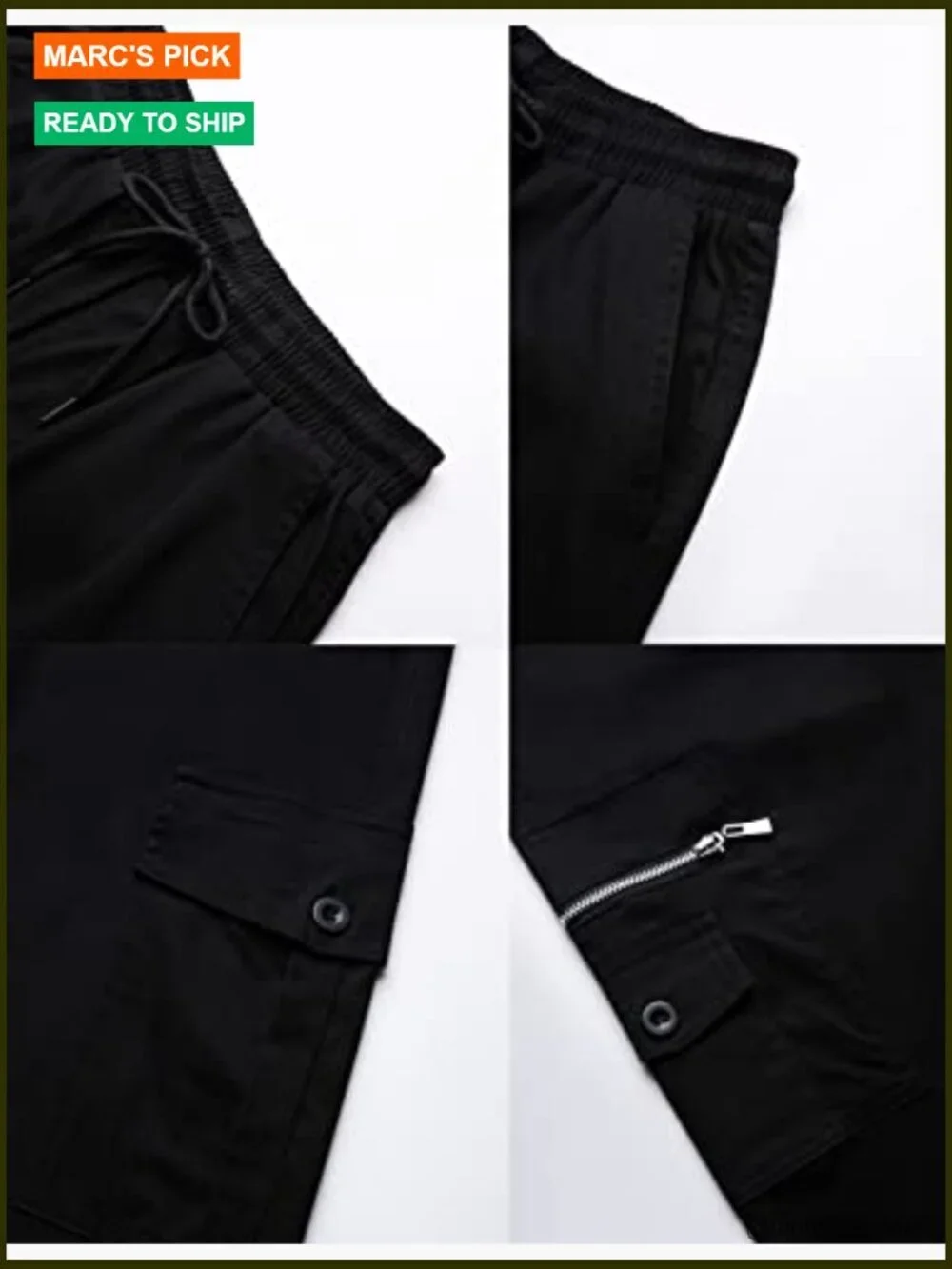 Mens Cargo Pants Casual Drawstring Athletic Jogger Multi Pocket Straight